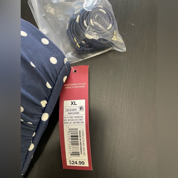 Merona tankini swim top blue navy color with white poka dots Size L and XL - Picture 7 of 9